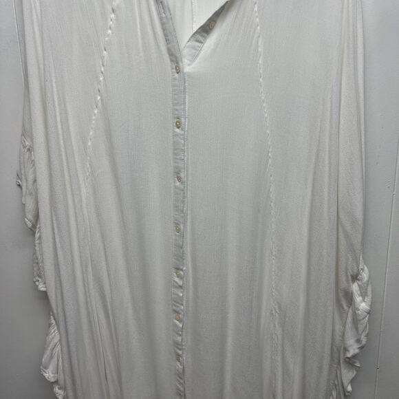 Swimsuits For All Button Front Womens White Bikini Cover Up Sz 22/24 Ruffle Trim - Picture 4 of 16